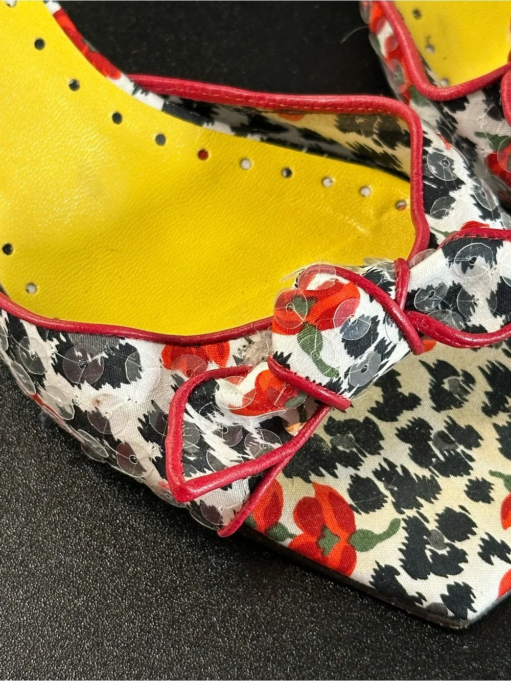 Vintage Kate Spade Kitten Heel Sandals Leopard Floral 90s Y2K - Picture 2 of 7